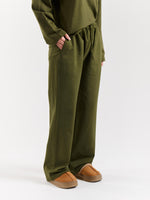 Load image into Gallery viewer, Olive Green Loose Fit Sweatpants