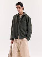 Load image into Gallery viewer, Olive & Black Striped Seersucker Cropped Shirt