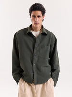 Load image into Gallery viewer, Olive & Black Striped Seersucker Cropped Shirt