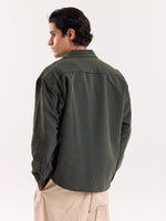 Load image into Gallery viewer, Olive & Black Striped Seersucker Cropped Shirt