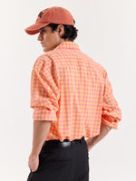 Load image into Gallery viewer, Orange & Pink Gingham Cropped Shirt