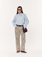 Load image into Gallery viewer, Pale Blue Poplin Checked Oversized Cropped Shirt