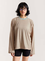 Load image into Gallery viewer, Peach & Sage Striped Loose Fit Cropped T-Shirt