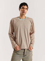 Load image into Gallery viewer, Peach & Sage Striped Loose Fit Cropped T-Shirt
