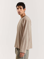 Load image into Gallery viewer, Peach & Sage Striped Loose Fit Cropped T-Shirt