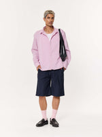 Load image into Gallery viewer, Pink Grid Checkered Oversized Cropped Shirt