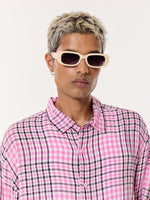 Load image into Gallery viewer, Pink & Black Tartan Oversized Cropped Shirt