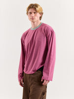 Load image into Gallery viewer, Pink & Mint Striped Loose Fit Cropped T-Shirt