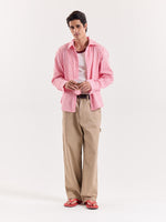 Load image into Gallery viewer, Pink & Red Striped Seersucker Cropped Shirt