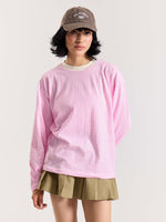 Load image into Gallery viewer, Pink & White Striped Loose Fit Cropped T-Shirt