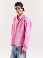 Load image into Gallery viewer, Pink & White Striped Poplin Cropped Shirt
