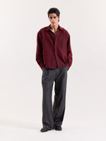 Load image into Gallery viewer, Red & Black Striped Seersucker Cropped Shirt