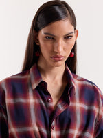 Load image into Gallery viewer, Red & Navy Madras Checks Cropped Shirt