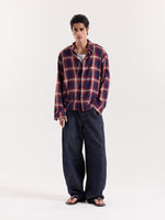 Load image into Gallery viewer, Red & Navy Madras Checks Cropped Shirt