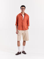 Load image into Gallery viewer, Rust Orange Linen Cropped Shirt