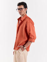 Load image into Gallery viewer, Rust Orange Linen Cropped Shirt