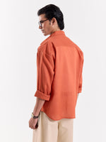 Load image into Gallery viewer, Rust Orange Linen Cropped Shirt