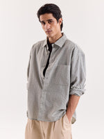 Load image into Gallery viewer, Sage Green & White Grid Checkered Cropped Shirt