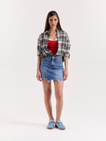 Load image into Gallery viewer, Sage & Lilac Checked Gauze Cropped Shirt