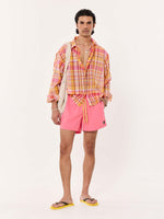 Load image into Gallery viewer, Sunset Madras Checks Cropped Shirt