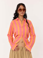 Load image into Gallery viewer, Sunset Striped Gauze Holiday Shirt