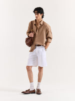 Load image into Gallery viewer, Tan Brown Linen Cropped Shirt