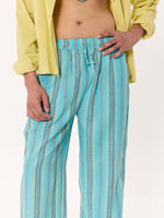 Load image into Gallery viewer, Turquoise Striped Pull-on Pants