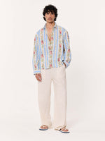 Load image into Gallery viewer, Vintage Floral Striped Cropped Shirt