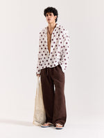 Load image into Gallery viewer, White & Brown Polka Dot Gauze Holiday Shirt
