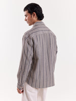 Load image into Gallery viewer, Grey Weaver Striped Cropped Shirt