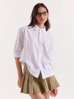 Load image into Gallery viewer, White Textured Oversized Cropped Shirt