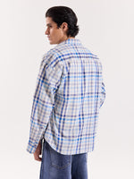 Load image into Gallery viewer, White & Blue Checkered Cropped Shirt