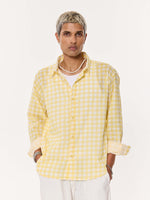 Load image into Gallery viewer, Yellow Box Checkered Oversized Cropped Shirt