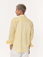 Load image into Gallery viewer, Yellow Box Checkered Oversized Cropped Shirt