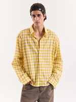 Load image into Gallery viewer, Yellow Gingham Cropped Shirt