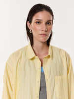 Load image into Gallery viewer, Yellow Multi-striped Oversized Cropped Shirt