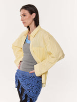 Load image into Gallery viewer, Yellow Multi-striped Oversized Cropped Shirt