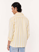 Load image into Gallery viewer, Yellow Woven Stripes Cropped Shirt