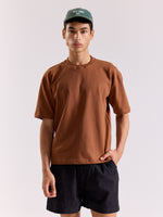Load image into Gallery viewer, Russet Brown Loose Fit Cropped T-Shirt