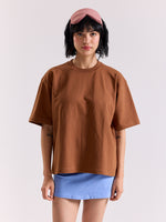 Load image into Gallery viewer, Russet Brown Loose Fit Cropped T-Shirt