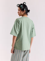 Load image into Gallery viewer, Aqua Green Loose Fit Cropped T-Shirt