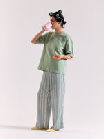 Load image into Gallery viewer, Aqua Green Loose Fit Cropped T-Shirt