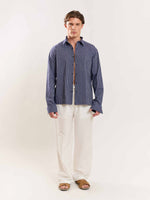Load image into Gallery viewer, Blue Striped Holiday Shirt
