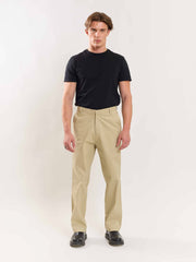 Beige Loose Fit Twill Trouser