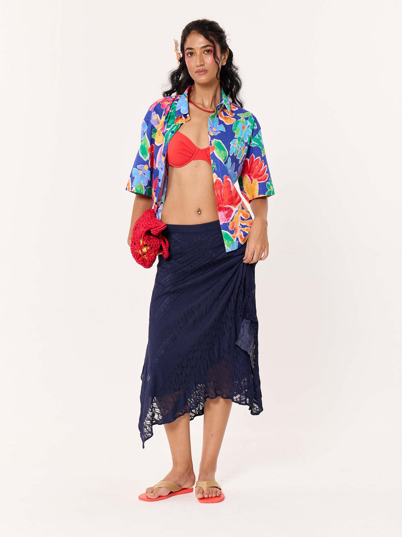 A Day in Tulum Printed Cropped Shirt