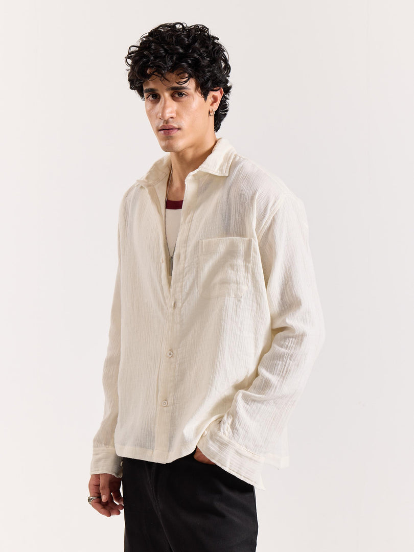 Almond White Gauze Holiday Shirt
