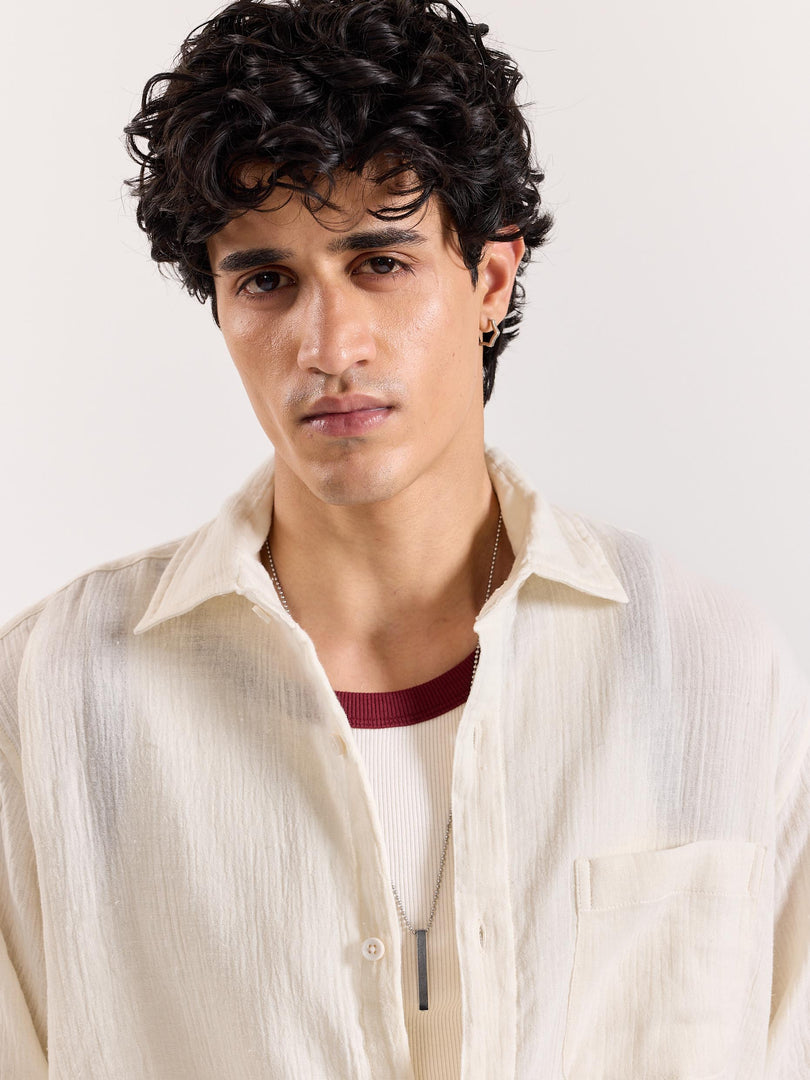 Almond White Gauze Holiday Shirt