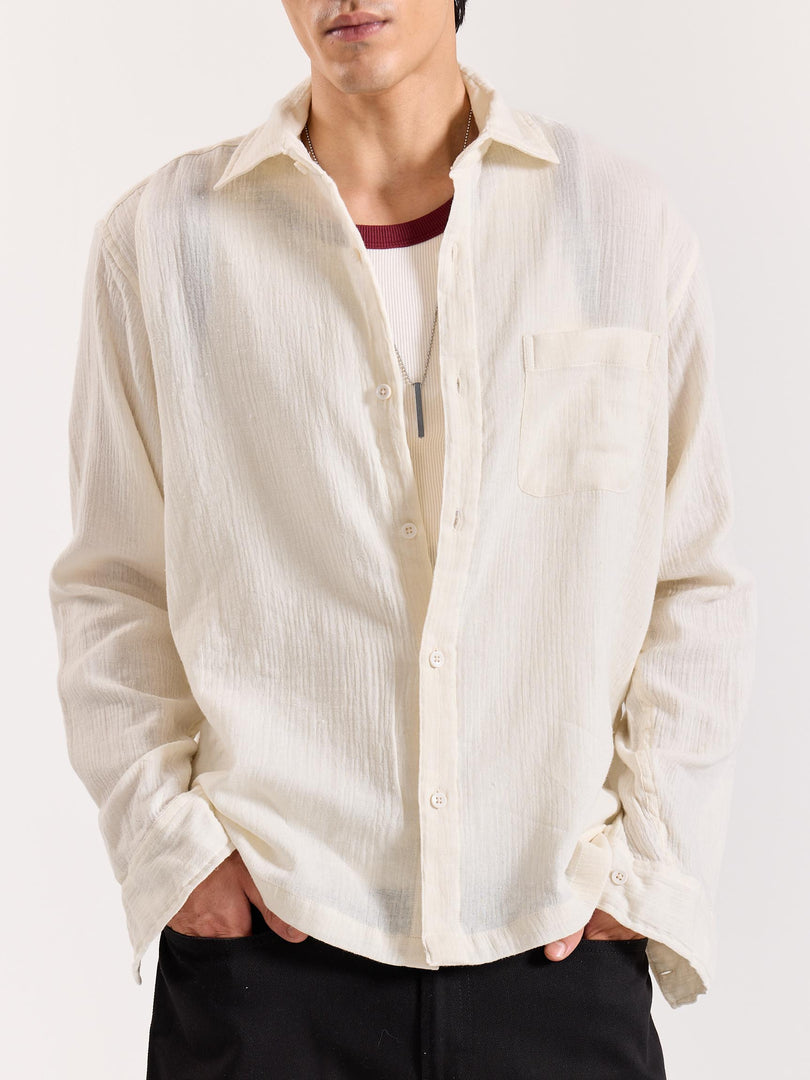 Almond White Gauze Holiday Shirt