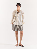 Load image into Gallery viewer, Almond White Linen Cropped Shirt