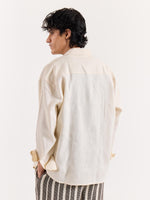 Load image into Gallery viewer, Almond White Linen Cropped Shirt